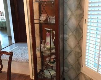 Beautiful Mahogany Curio Cabinet -gorgeous glass and fret work. Chippendale