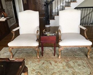 Beautiful Chippendale Chairs with queen anne style carved legs. Beautiful carms