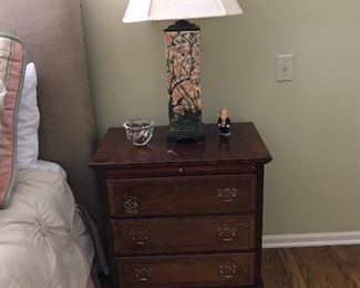 Lovely bed side stand and beautifully painted ceramic lamp