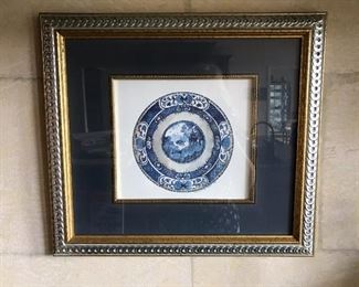 Wonderful Blue and white framed print of plate
