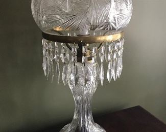 Absolutely amazing Cut Crystal Lamp of American Brillian Era with heavy glass prisims
