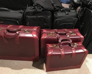 Beautiful burgundy leather luggage plus all kinds of luggage