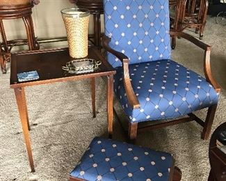 Another beautiful arm chair. Straight leg Chippendale. Nice little foot stool made to match