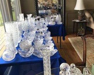 Unreal magnifician cut crystal, German, Bavarian, Waterford, Czech. Unique pieces of all kinds and some I am not seeing for the first time. Pitchers, Vessels, Vases, Decanters, Bowls, Candy Dishes, Nappies, Covered dishes, Serving...so beautiful
