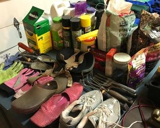 All kinds of lawn sprays, food,etc gloves, small tools