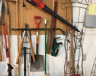 Wonderful lawn tools, trellis, brooms etc.