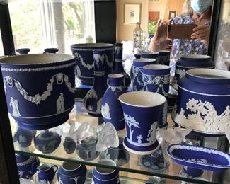 Jasper Wedgewood - also referred to as Indigo Blue.
Also pictured - Lalique Butterfly Paperweight, Swan, Phaseant