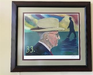 Water color of 33 President Harry S Truman. Artist has signed