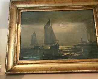 Beautiful oil of ships at sea