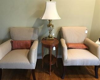 2 Pier One Arm Chairs. Love the little oval table...we actually have a pair.