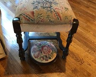 Love these two little needle point stools