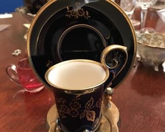 Encht Cobalt Monie - Cup and Saucer w holder. West Germany