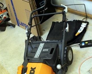 Worx Power Tank Battery Powered Mower - Includes Battery, Charger, And Grass Collection Bag