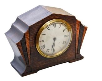 35. Vintage Deco Oak Mantle Clock
