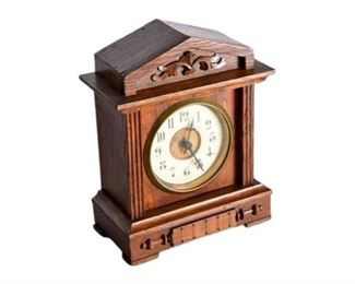 42. Diminutive Oak Alarm Mantle Clock
