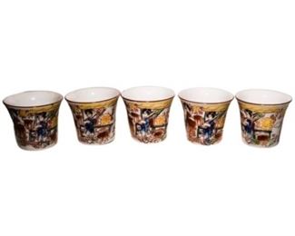 103. Five 5 Japanese Lithophane Saki Cups