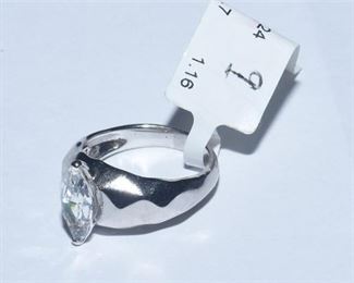 114. Silver and Synthetic Stone Ring