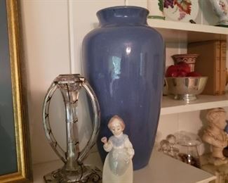 LLadro figurine and crystal candle with inlay silver
