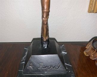 A Fayral Ballerina Bronze Sculpture 15.5 Inches w/ Marble Base