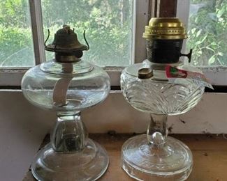 (2) Oil Lamps Missing Top Glass