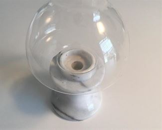 Two marble vintage candle holders with glass globe (2)