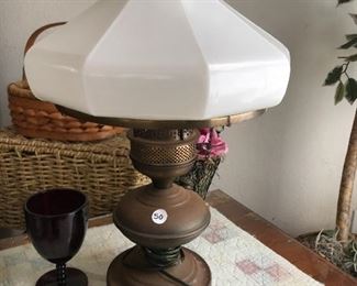 Milk glass antique oil lamp
