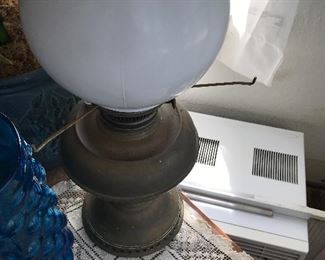Milk glass antique oil lamps