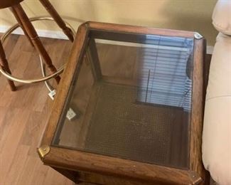 glass wood end table