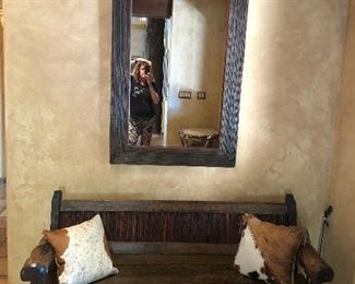 Willow wood bench with willow wood frame.