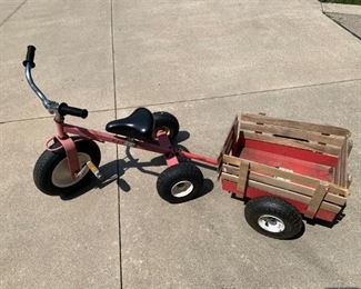 Vintage Valley Tricycle & Cart-042R Cherry Red Finish!