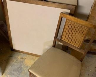 Retro Stakmore Folding Table and 4 Cane Back Chairs!