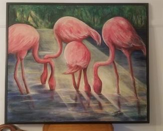 Large Flamingo painting