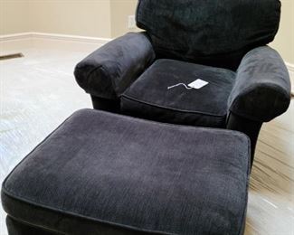 Dark Green Crate & Barrel chair and ottoman $200