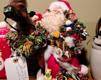 Lynibelle Santas collection by Lyn Summers. Old world Santa with Horse $110