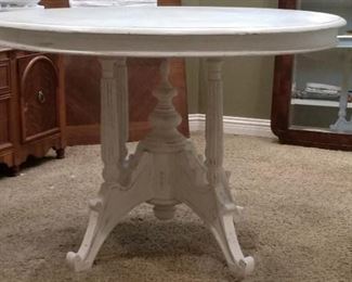 Ornate Victorian white painted table $250