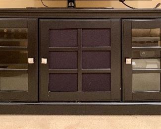 Item 13: Altra Furniture entertainment center - 61"l x 21"w x 26"h - the track to the inside drawer needs to be glued or nailed back: $300