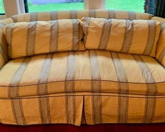 Item 22: Kidney shaped sofa - in good condition but might need some new upholstery - make an appointment and come see! 74"l x 40"w x 31"h: $500