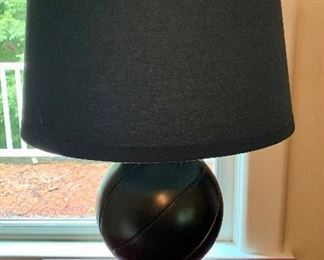 Item 43: (2) Pottery Barn Teen basketball espresso lamp base: $35
