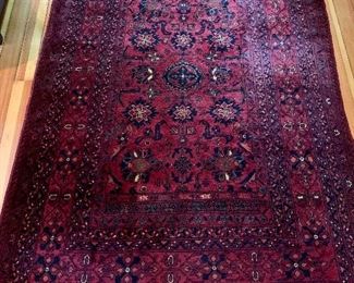 Item 48: Red Oriental Rug with Unusual Grey Fringe - 50" x 75": $525