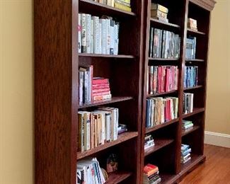 Item 61: (3) Bookcases - 32.5"l x 12.25"w x 78.75"h: Section 2 and 3 are sold - this leaves the first section still for sale! It can be used separately as the side molding comes right off!
