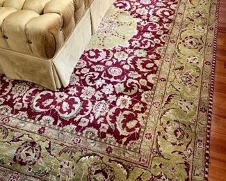 Item 69: Oriental rug in rich burgundy, gold and green - 72" x 106": $475