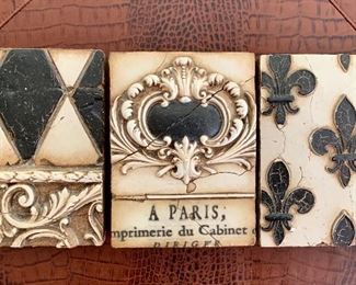 Item 92: T-29 Harlequin "Whimsy" memory block by Sid Dickens - 6"l x 1"w x 8"h: $80 Item 92: "A Paris" memory block by Sid Dickens - 6"l x 1.5"w x 18"w x 8"h: $80 Item 93: Fleur de lis memory block by Sid Dickens - 6"l w 1.5"w x 8"h: $80