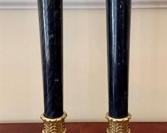 Item 108: Gold gilt and marble candlesticks - 10.5": $28