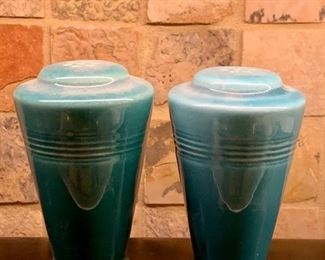 Fiesta Ware 1930s Harlequin salt and pepper shaker in Aqua: $28