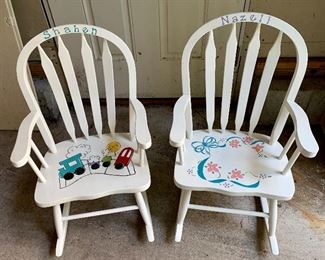 Item 127: (2) Childrens rocking chairs - 15.5"l x 12"w x 28"h: $30 for pair