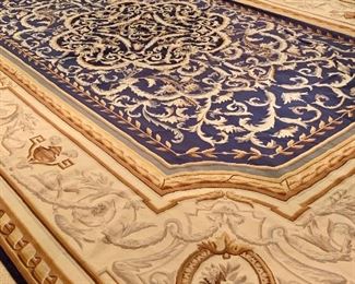 Item 50: Spectacular Aubusson Rug in Royal Blue, Tan and Caramel! - 11' x 17': $1500