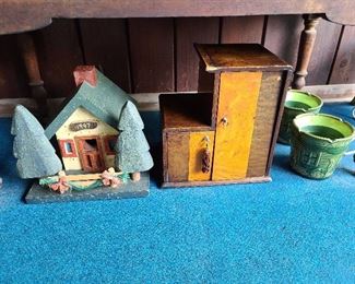 Birdhouse & Vintage Hide-A-Away Mini Cabinet