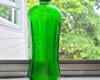 Antique Germantown Beverage Works Green Glass Seltzer Bottle