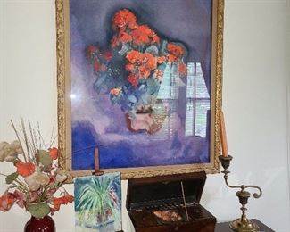 Raymond Nielson Still Life With Flowers Oil On Canvas