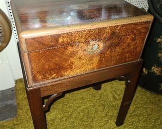 Antique Wood Inlaid/Leather Traveling Salesman Desk